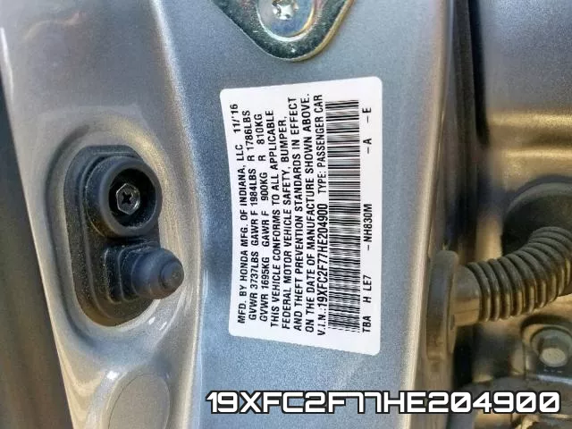 19XFC2F77HE204900 фото 2