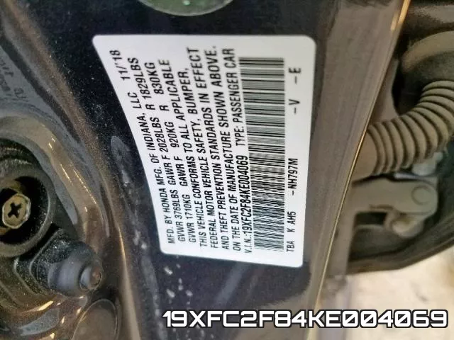 19XFC2F84KE004069 фото 2
