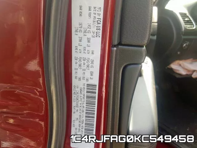 1C4RJFAG0KC549458 фото 2