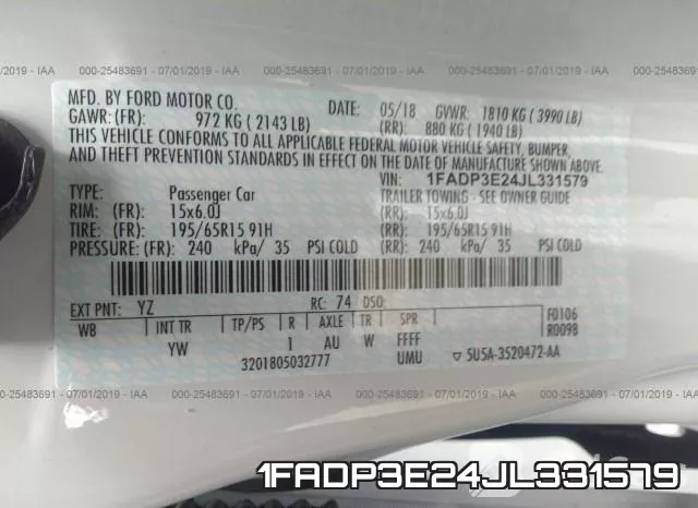 1FADP3E24JL331579 фото 9