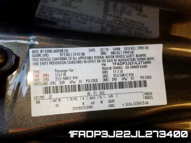 1FADP3J22JL273400 фото 2