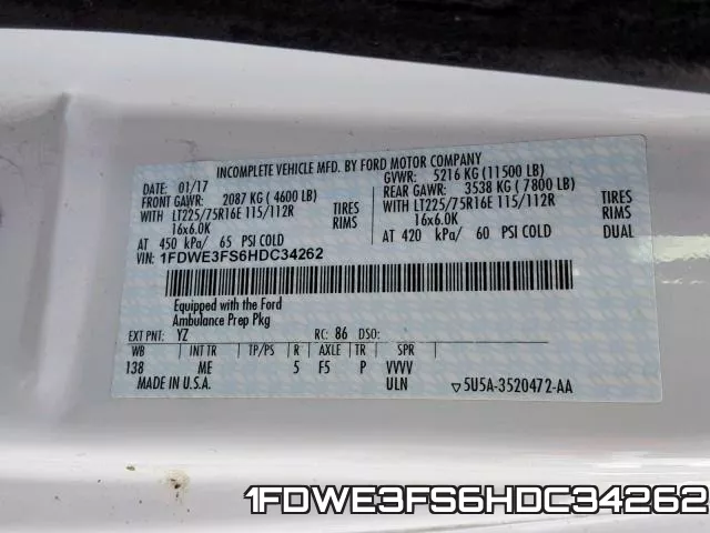 1FDWE3FS6HDC34262 фото 2