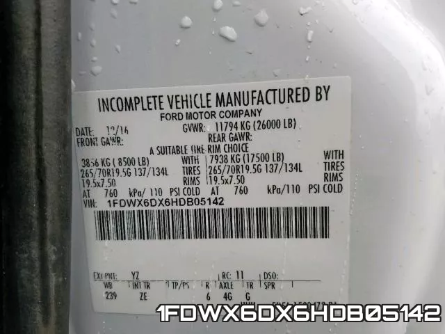 1FDWX6DX6HDB05142 фото 2