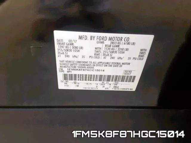 1FM5K8F87HGC15014 фото 2