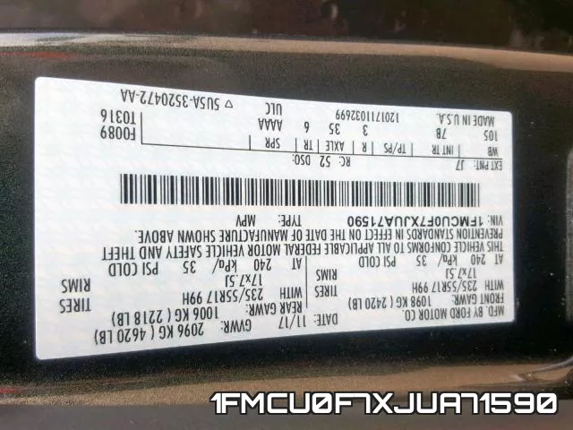 1FMCU0F7XJUA71590 фото 2