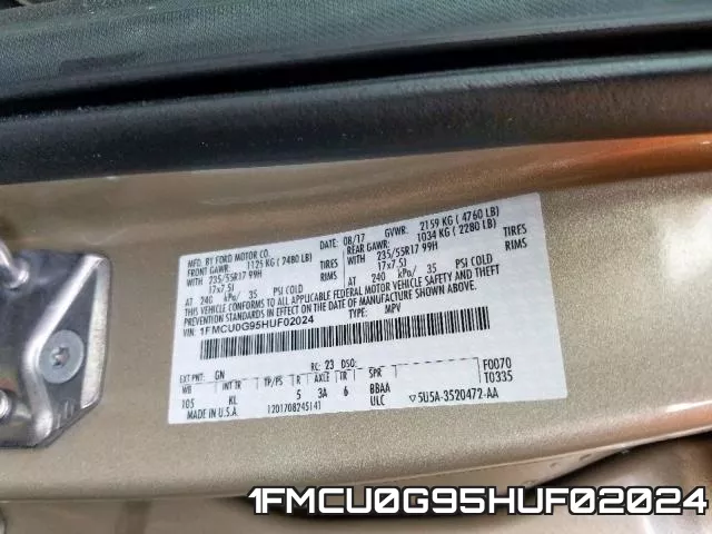 1FMCU0G95HUF02024 фото 2