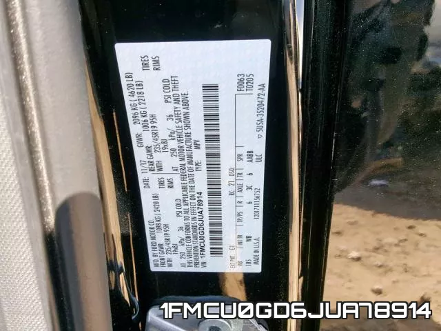 1FMCU0GD6JUA78914 фото 2