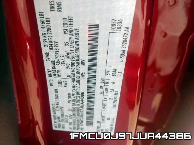 1FMCU0J97JUA44386 фото 2