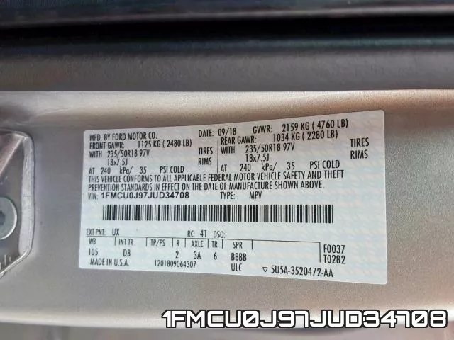 1FMCU0J97JUD34708 фото 2