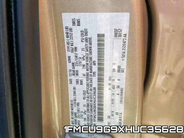 1FMCU9G9XHUC35628 фото 2