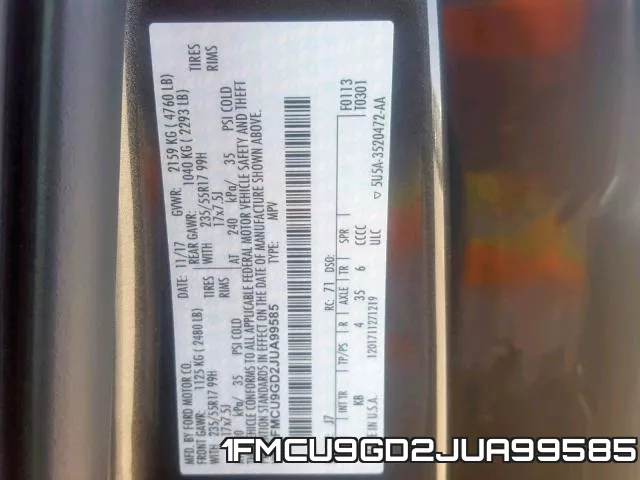 1FMCU9GD2JUA99585 фото 2
