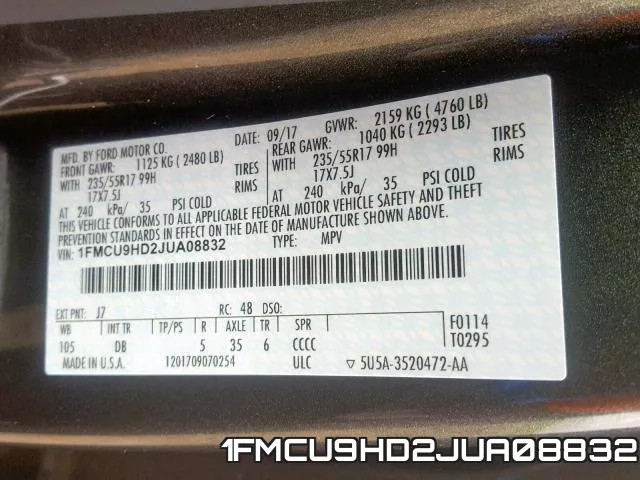 1FMCU9HD2JUA08832 фото 2