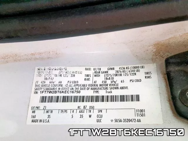 1FT7W2BT6KEC16750 фото 2