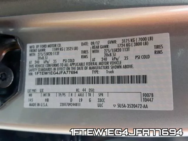 1FTEW1EG4JFA77694 фото 2