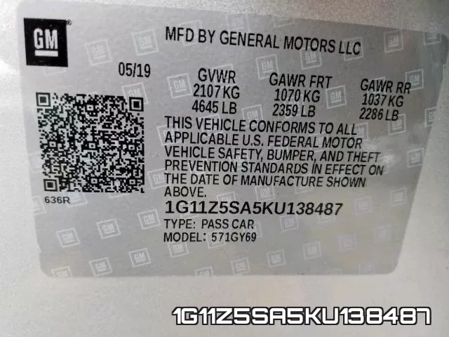 1G11Z5SA5KU138487 фото 2