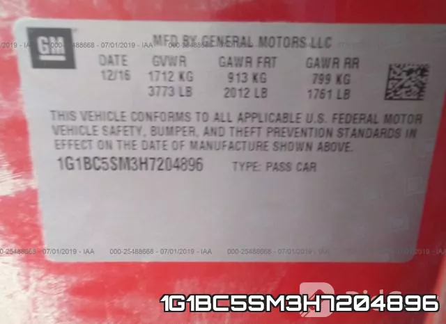 1G1BC5SM3H7204896 фото 10