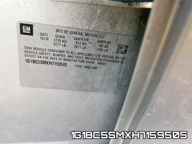 1G1BC5SMXH7159505 фото 2