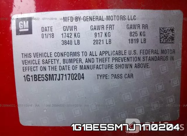 1G1BE5SM7J7170204 фото 10