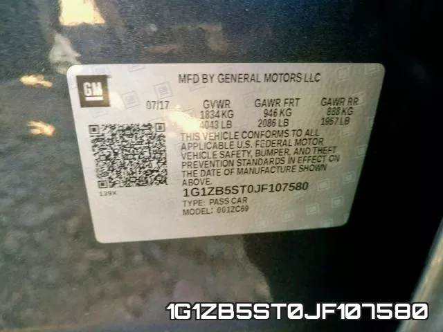 1G1ZB5ST0JF107580 фото 2