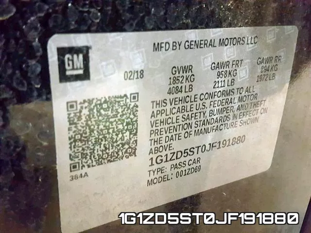 1G1ZD5ST0JF191880 фото 2