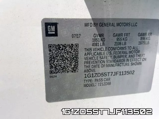 1G1ZD5ST7JF113502 фото 2