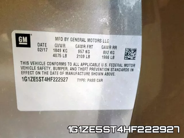 1G1ZE5ST4HF222927 фото 2