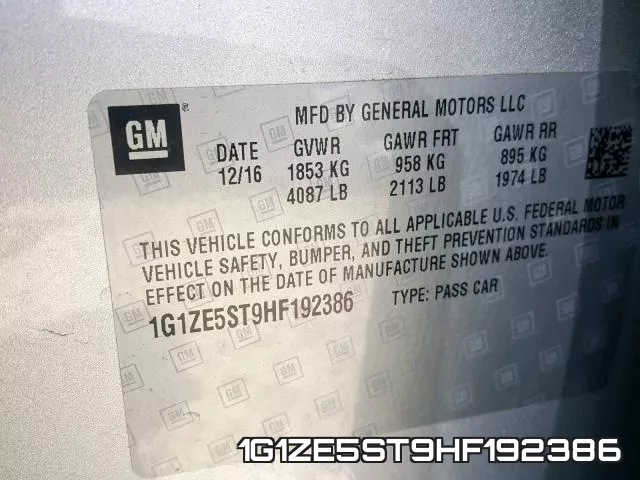 1G1ZE5ST9HF192386 фото 2