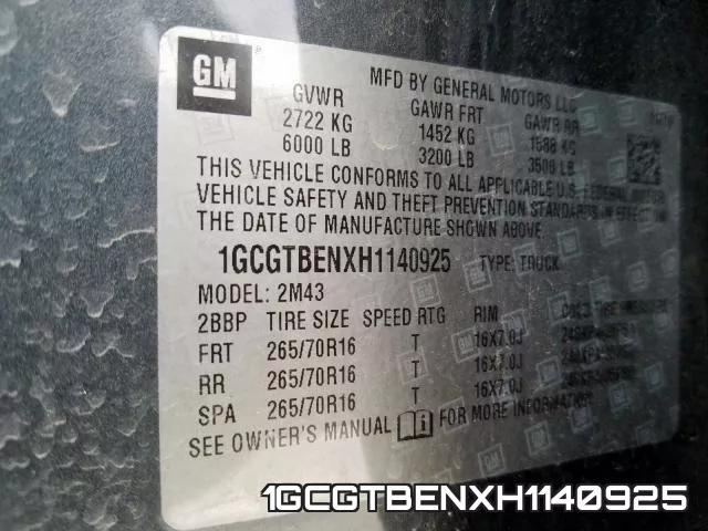 1GCGTBENXH1140925 фото 2