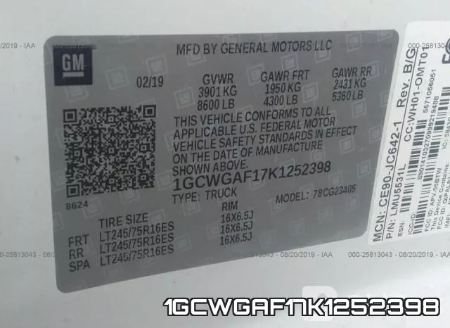 1GCWGAF17K1252398 фото 10
