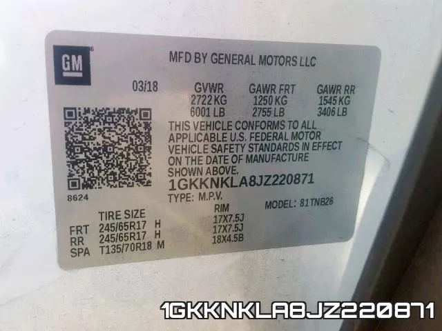 1GKKNKLA8JZ220871 фото 2