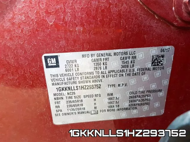 1GKKNLLS1HZ293752 фото 2