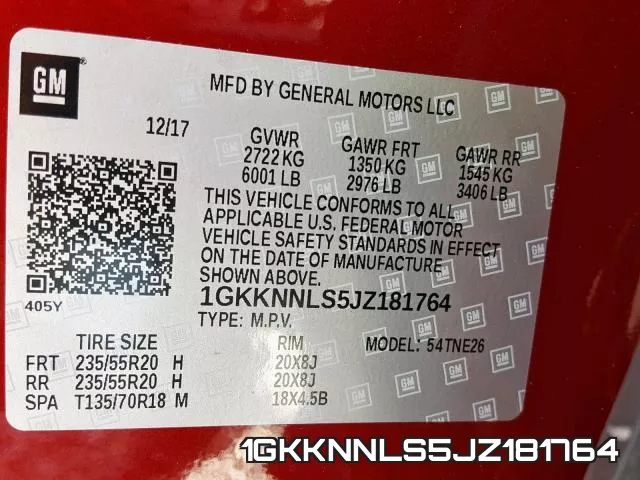 1GKKNNLS5JZ181764 фото 2