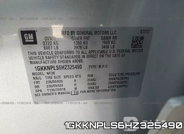 1GKKNPLS6HZ325490 фото 10