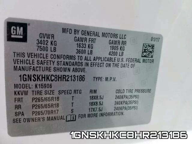 1GNSKHKC8HR213186 фото 2