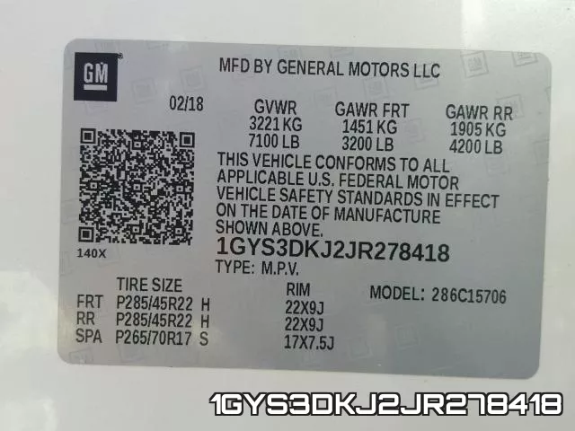 1GYS3DKJ2JR278418 фото 2