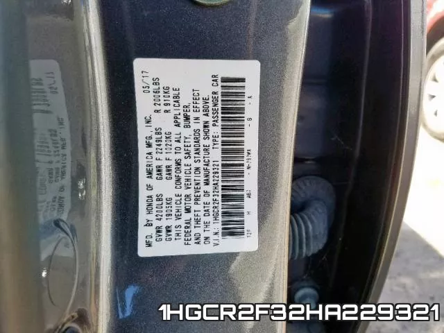 1HGCR2F32HA229321 фото 2