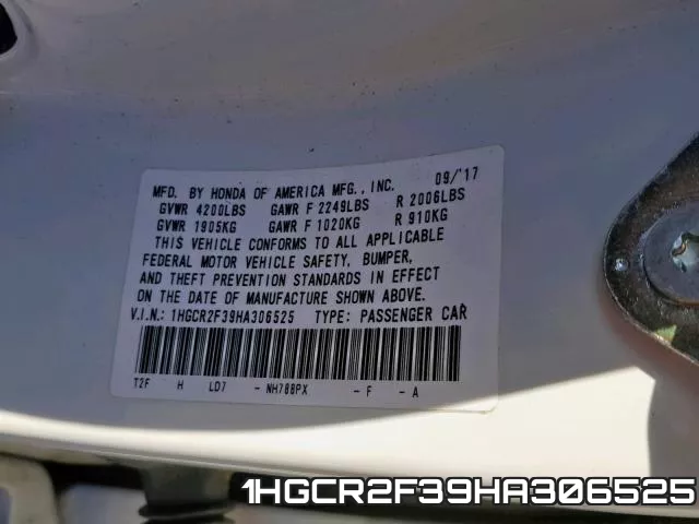 1HGCR2F39HA306525 фото 2