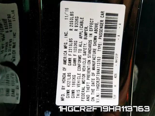 1HGCR2F79HA113763 фото 2