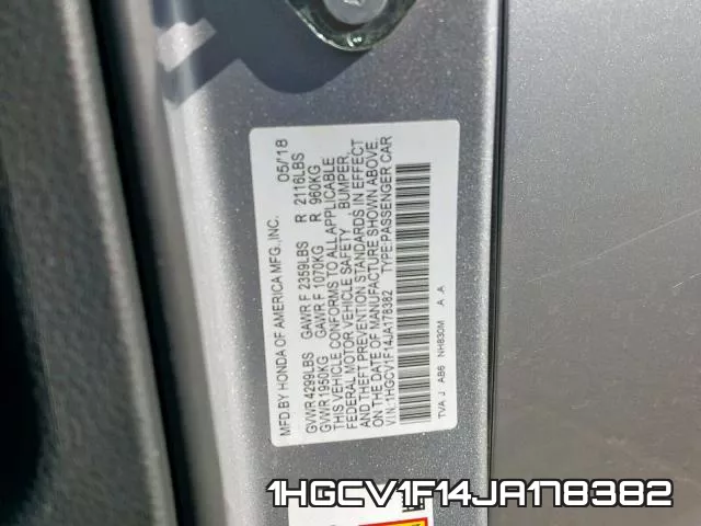 1HGCV1F14JA178382 фото 2