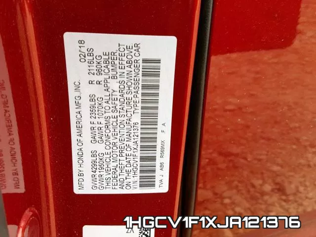 1HGCV1F1XJA121376 фото 2