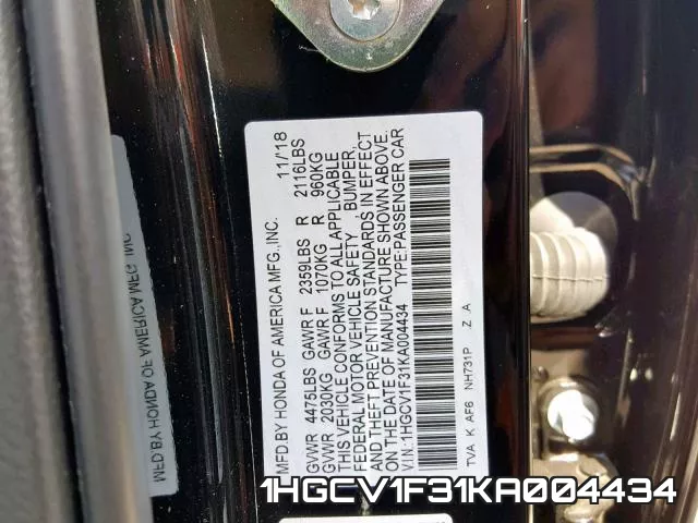 1HGCV1F31KA004434 фото 2