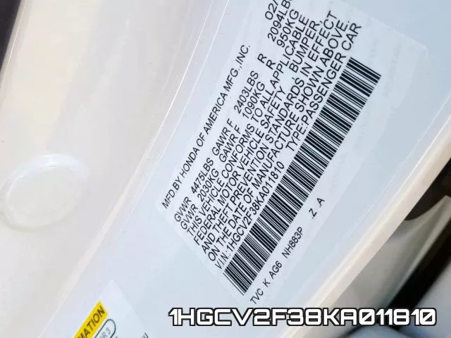 1HGCV2F38KA011810 фото 2