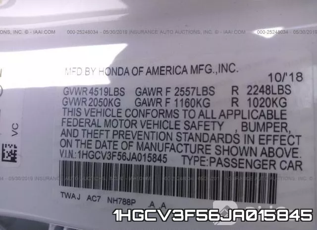 1HGCV3F56JA015845 фото 10