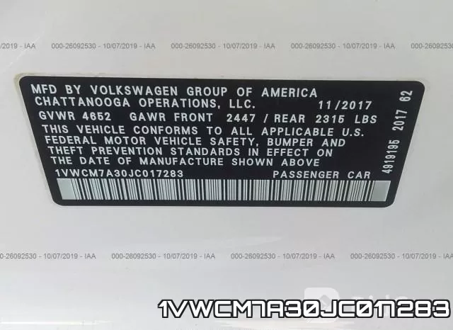 1VWCM7A30JC017283 фото 10