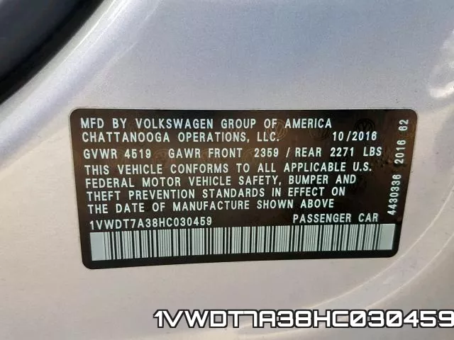 1VWDT7A38HC030459 фото 2
