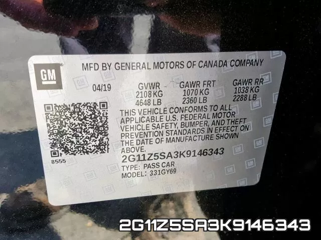 2G11Z5SA3K9146343 фото 2