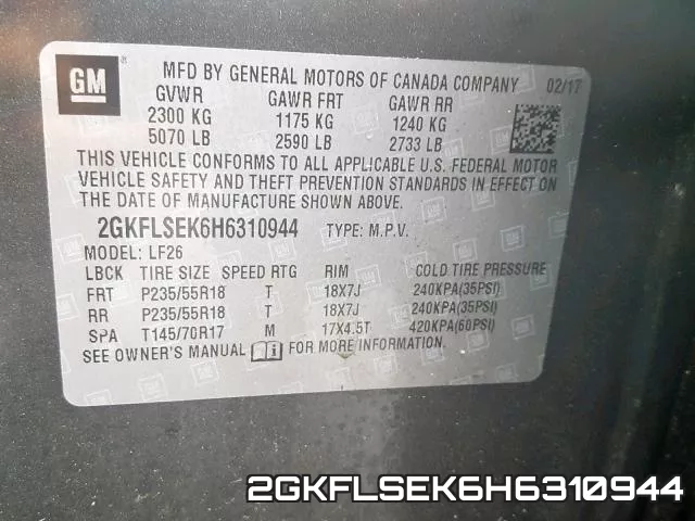 2GKFLSEK6H6310944 фото 2
