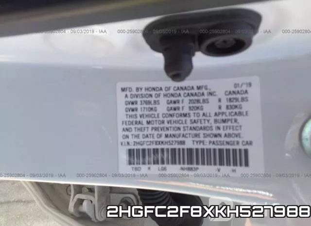 2HGFC2F8XKH527988 фото 10