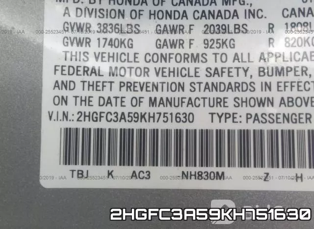 2HGFC3A59KH751630 фото 10
