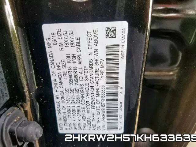 2HKRW2H57KH633635 фото 2